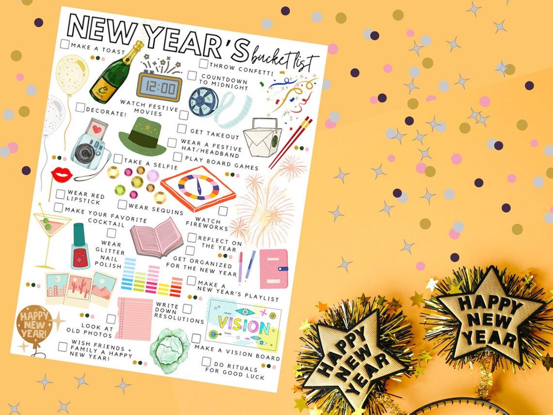 Printable New Year's Bucket List New Year's Todo Etsy