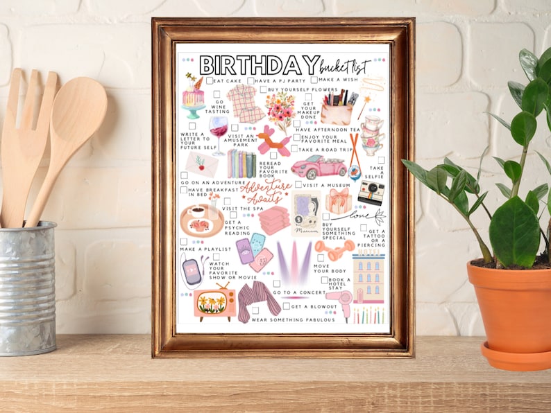 Printable Birthday Bucket List Birthday Activities List Etsy