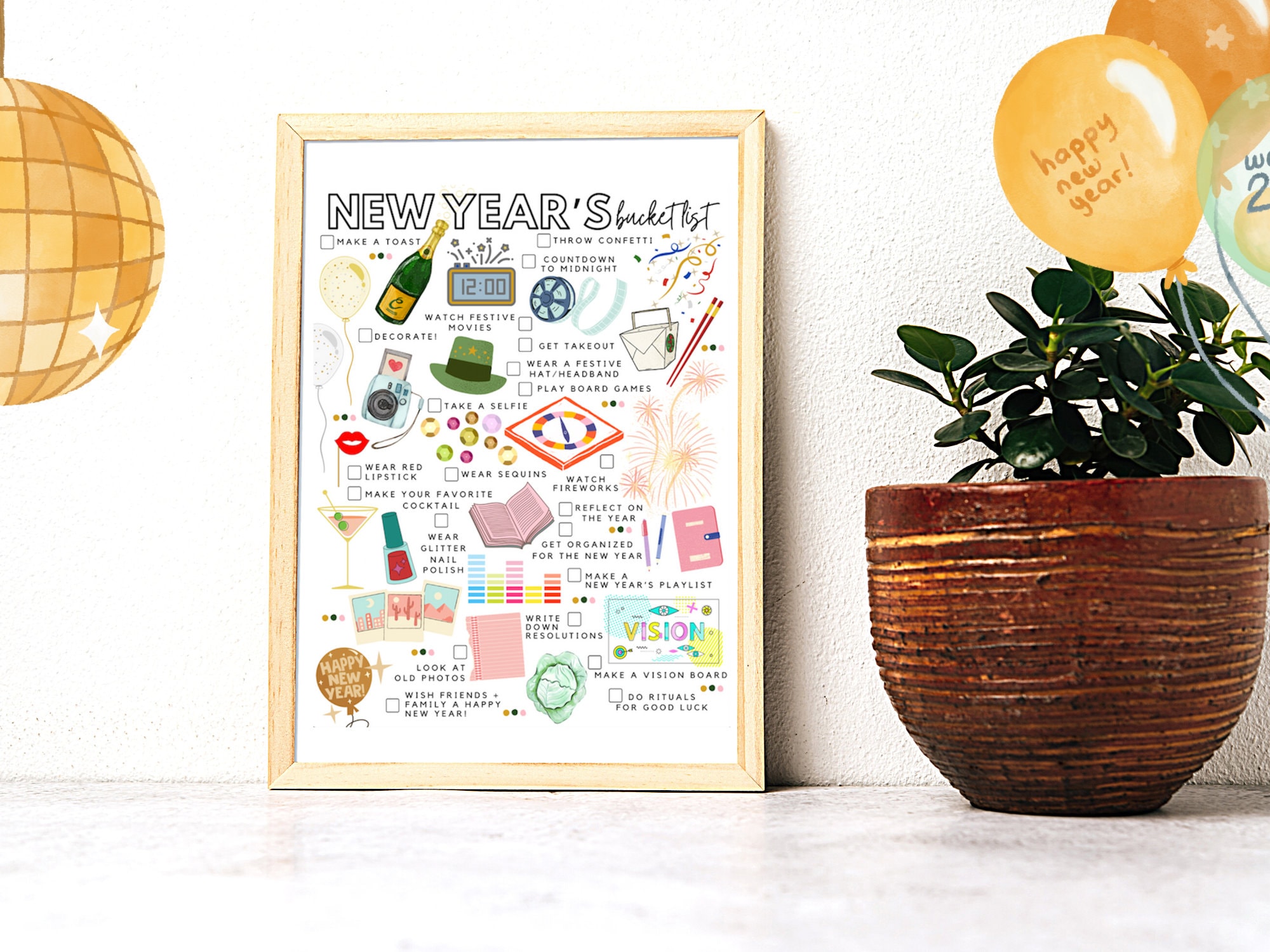 Printable New Year's Bucket List New Year's Todo Etsy
