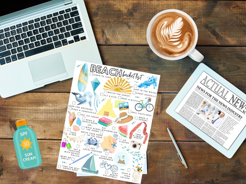 Printable Beach Bucket List Beach Todo List Etsy