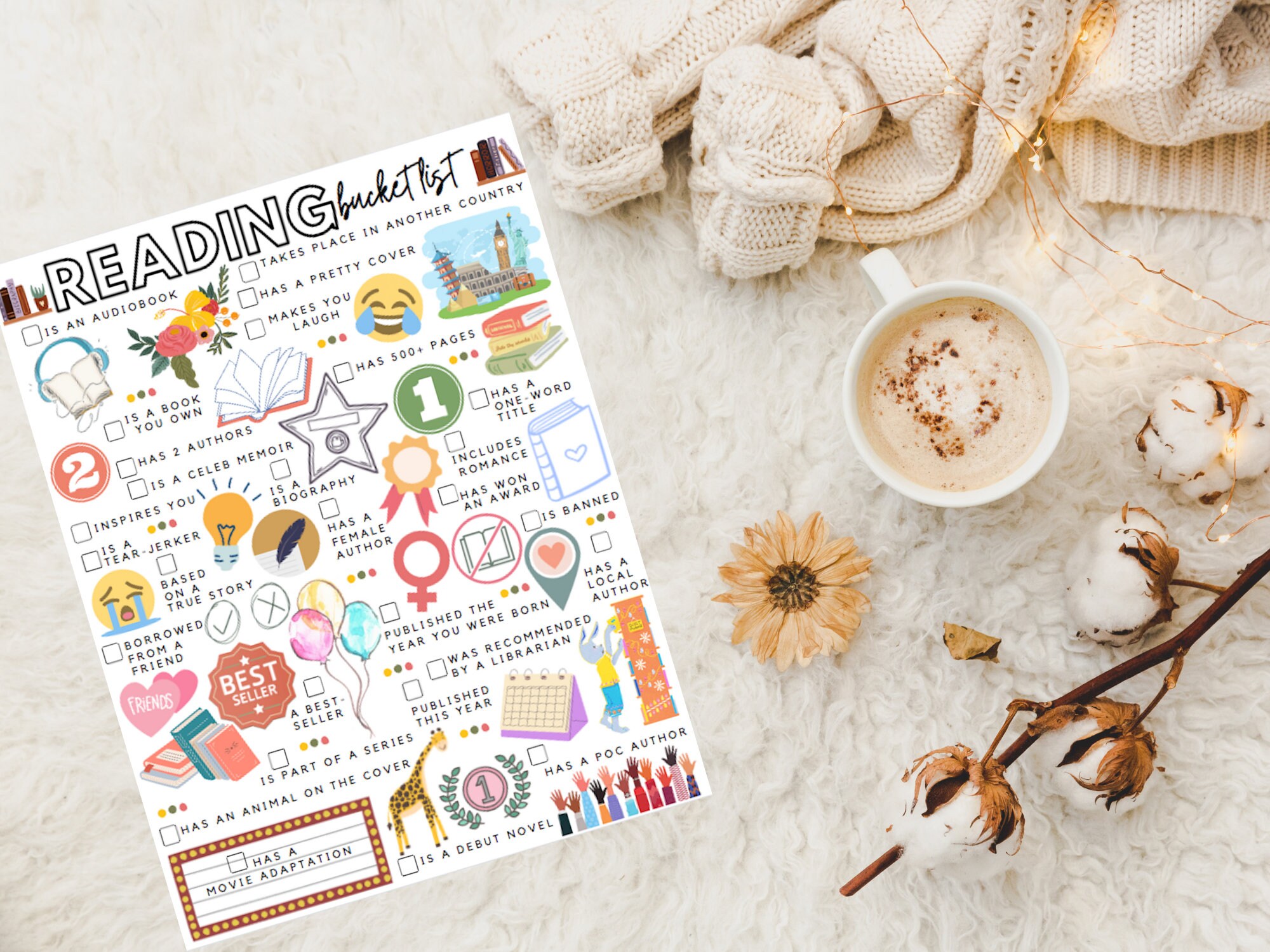 Printable Reading Bucket List Reading Todo List Etsy