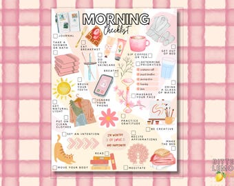Morning Routine Checklist Printable, Daily Morning Habits Tracker, Adult AM Schedule PDF