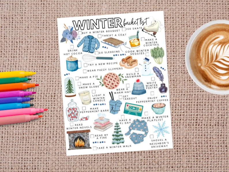 Printable Winter Bucket List Winter To-do List - Etsy