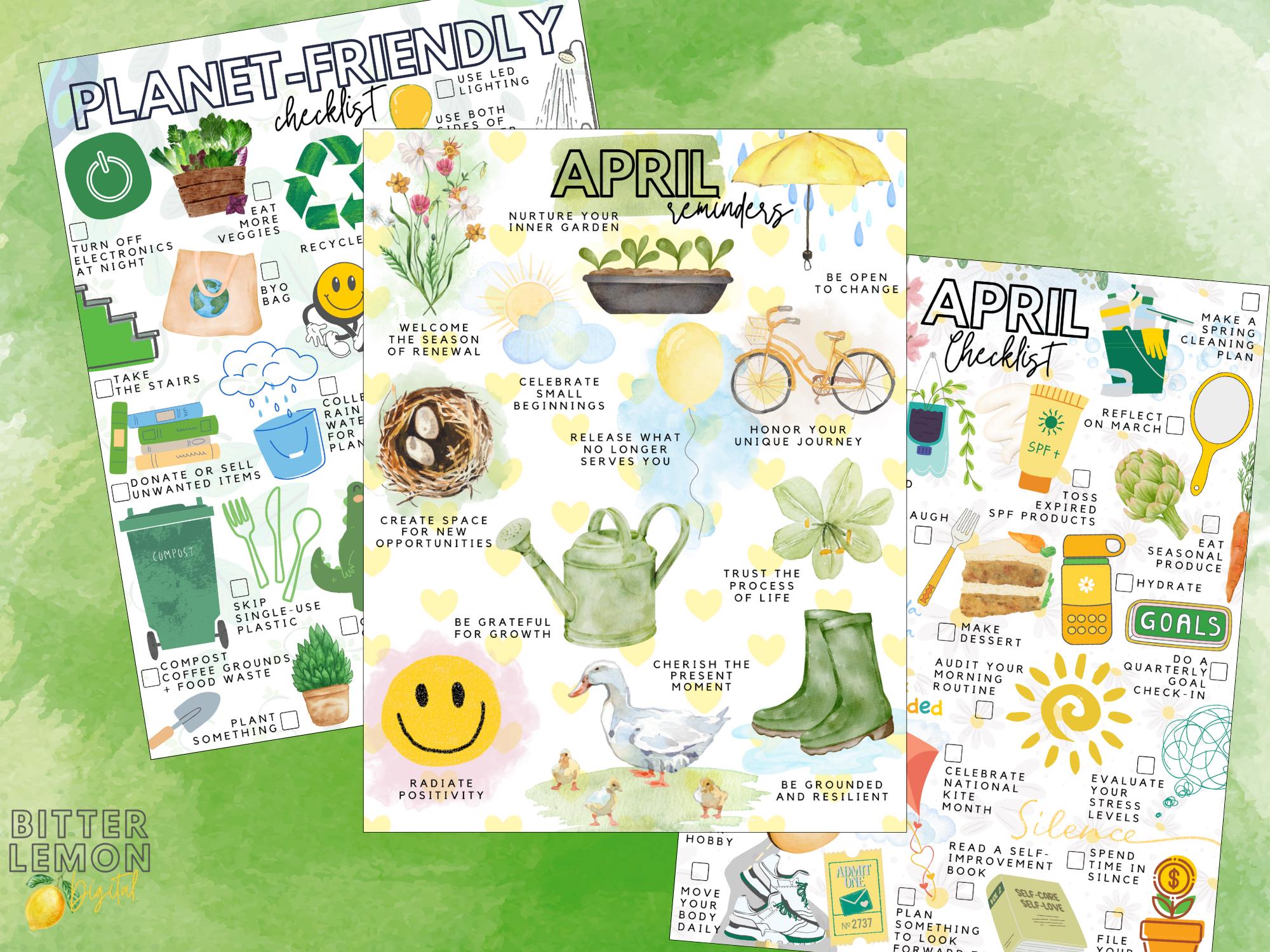 Printable April Checklist Value Pack: Reminders & Bucket List (PDF) - Etsy