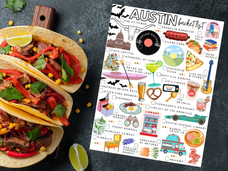 Printable Austin Texas Bucket List Austin Texas Todo List Etsy