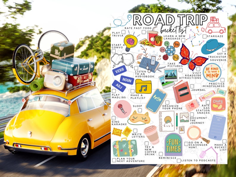 Printable Road Trip Bucket List Road Trip Todo List Etsy