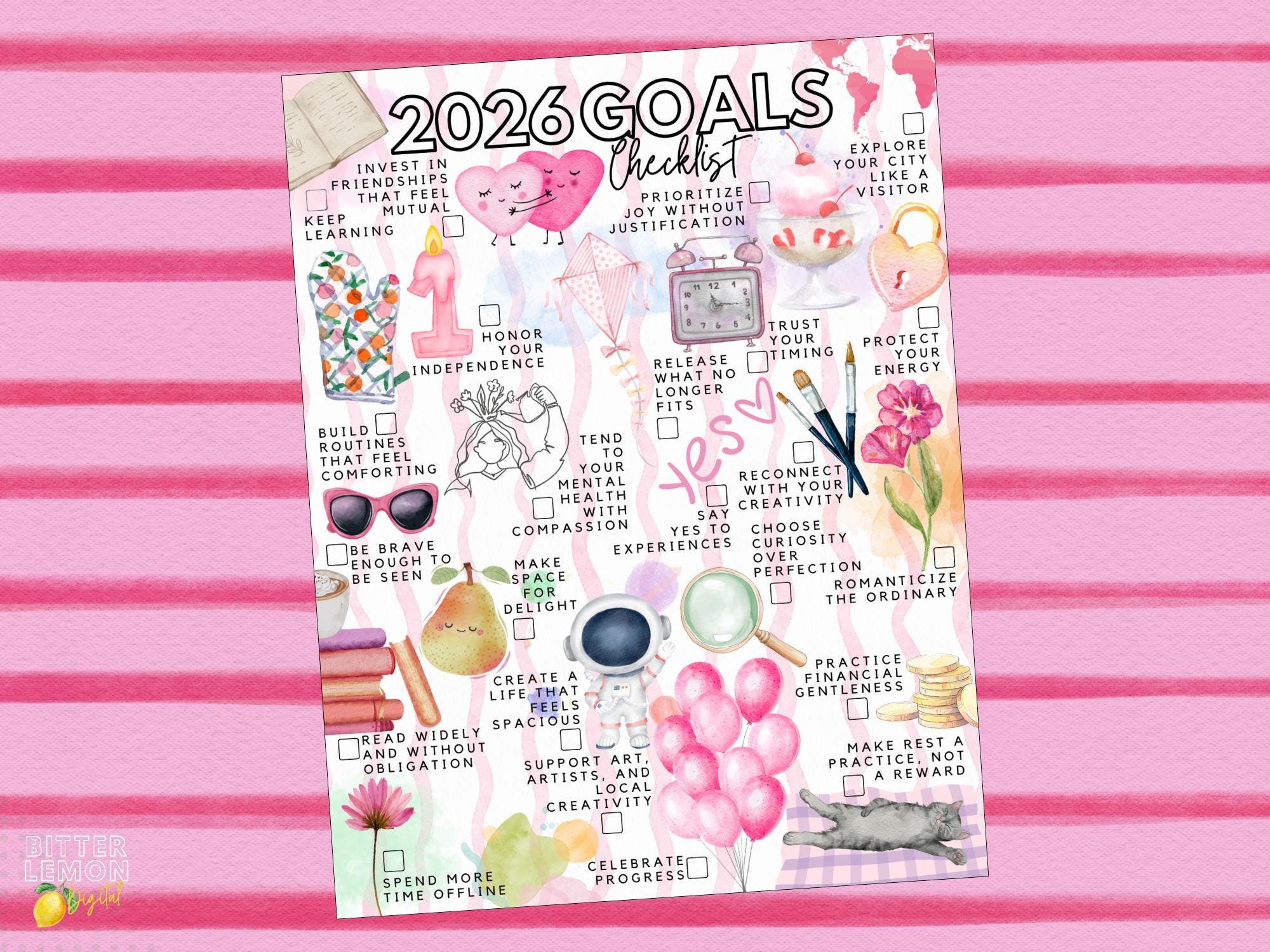 Printable 2026 Goals Checklist | 2026 New Year's Resolutions List - Etsy
