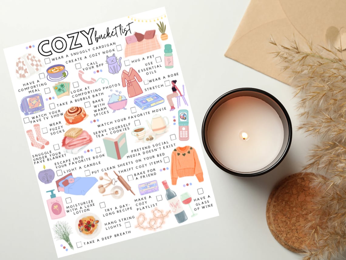 Printable Cozy Bucket List Selfcare Todo List Etsy