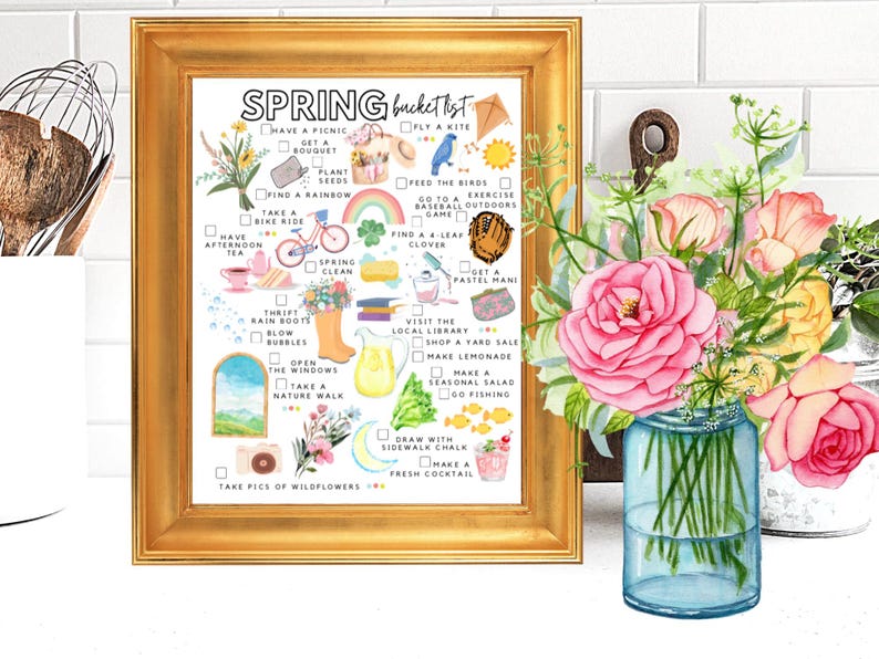 Spring List Printable Spring Bucket List Printable | Spring Activities Checklist - Etsy