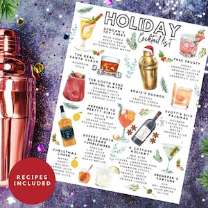 Printable Holiday Cocktail List | Holiday Cocktail Recipes