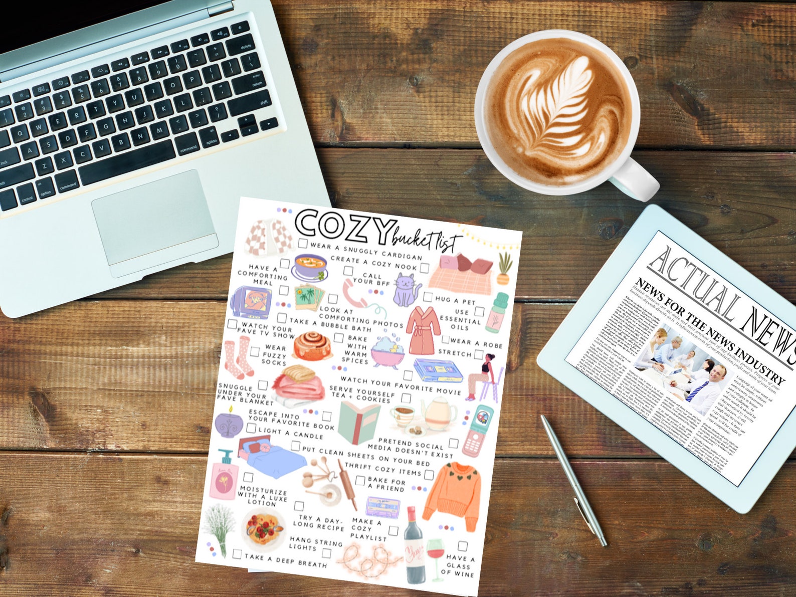 Printable Cozy Bucket List Selfcare Todo List Etsy