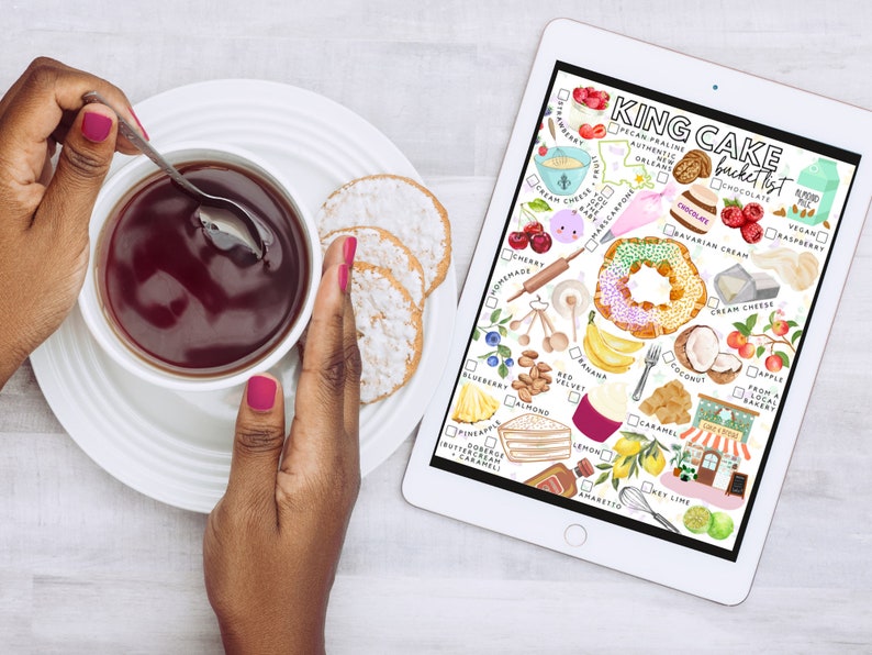 Printable King Cake Bucket List King Cake Toeat List Etsy