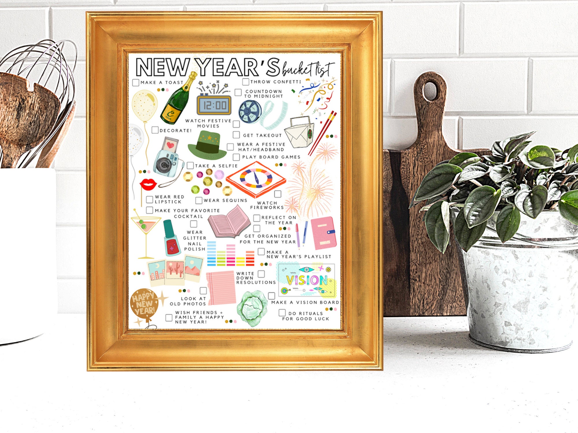 Printable New Year's Bucket List New Year's Todo List Etsy