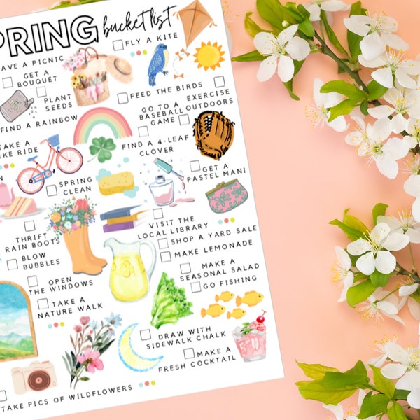 Lista de deseos de primavera imprimible / Lista de tareas pendientes de primavera