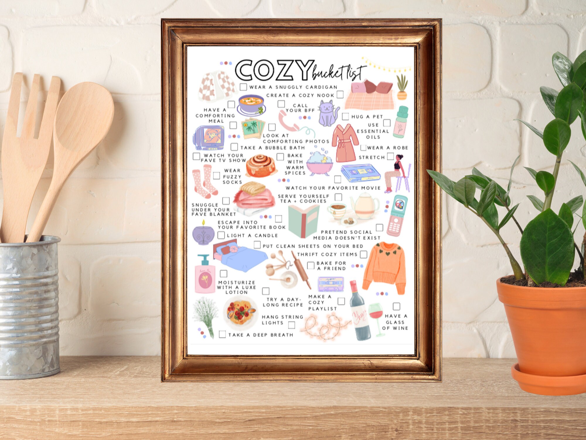 Printable Cozy Bucket List Selfcare Todo List Etsy