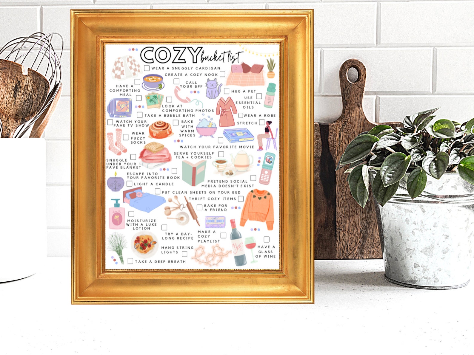 Printable Cozy Bucket List Selfcare Todo List Etsy