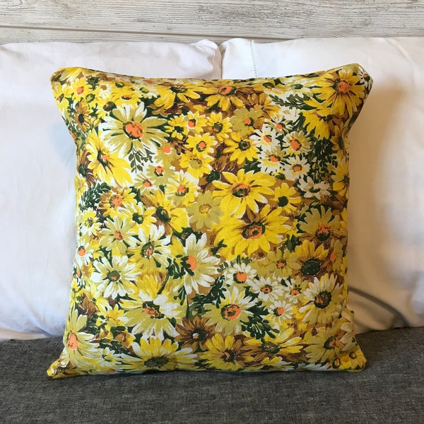 Vintage Sunflower Pillow Cover 16 x 16 inches - Flowers - Decorative Pillow - Throw Pillow - Chair Pillow - Cover for Pillow