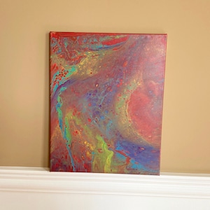 16 x 20 Multicolored Acrylic Pour Painting - Abstract Art - Rainbow