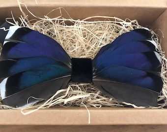 Handmade Male Mallard Duck Feather Bow Tie- Style A
