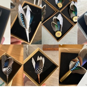 Mallard Duck Game Bird Feather Brooch, hat lapel pin, wedding buttonhole, Country wear. boxed