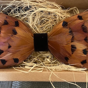 Handmade Pheasant Flank Feather Bow Tie