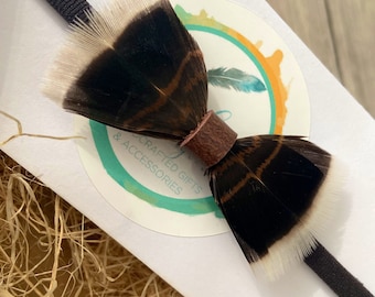 Game Feather Baby Bow Headband. Game Bird Feather. Countrywear.