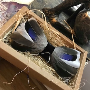 Handmade Male Mallard Duck Feather Bow Tie- Style C