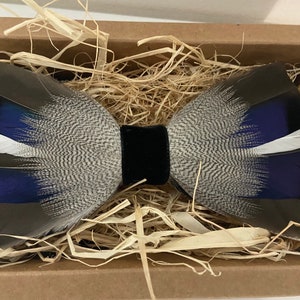 Handmade Male Mallard Duck Feather Bow Tie- Style D