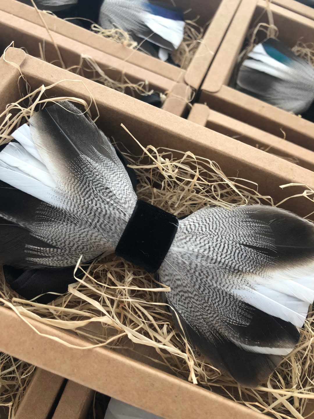 Handmade Grey Duck Feather Bow Tie - Etsy