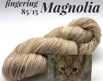 Magnolia, Fingering weight, 85/15 Superwash Merino/Nylon, 400 meters, Meow Mélange, Herd of Cats, cat lover yarn, Denver Dumb Friends League