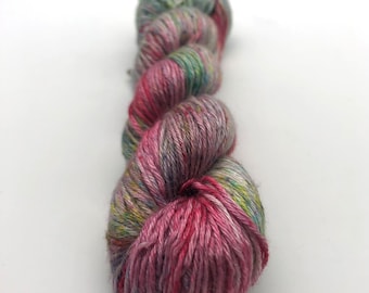 Yak and silk blend in fingering weight, hand dyed with lots of speckles, perfect for wearables, luxury yarns, 50 grams, 200 meters