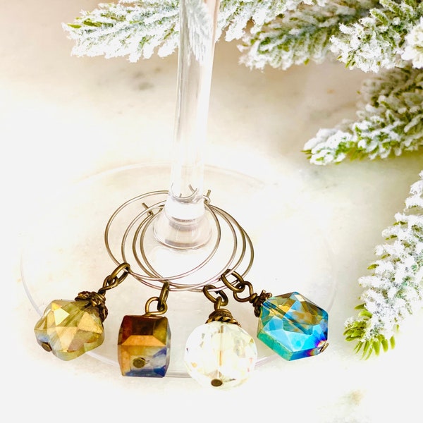 Wine Glass Charms, Crystal Wine Charms, Elegant Wine Glass Markers