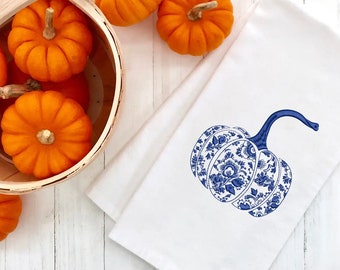 Embroidered Pumpkin Towel, Pumpkin Decor, Fall Kitchen Decor