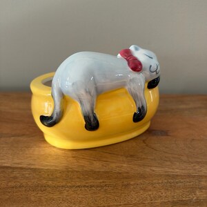 Sleeping Cat Ceramic Planter Yellow Pot