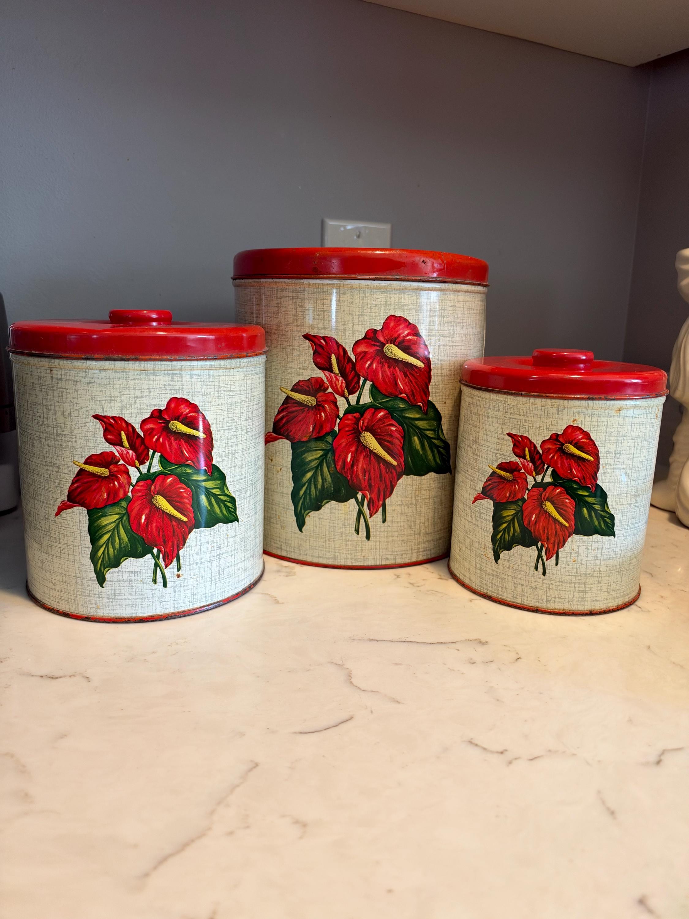 Vintage Flower Canister Sets - Etsy