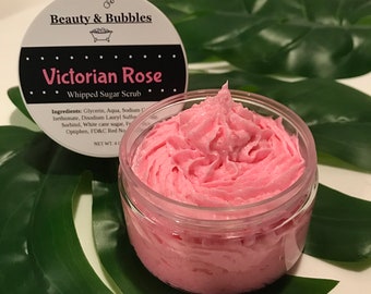 Victorian Rose Whipped Sugar Scrub | Sugar Soap Scrub | Body Exfoliating Scrub | Pink Sugar scrub | Rose Scented Body Scrub