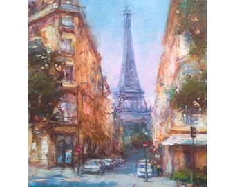 パリの街並みの油絵 オリジナルパリジャンアート ウクライナの