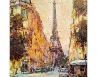 パリの街並みの油絵 オリジナルパリジャンアート ウクライナの
