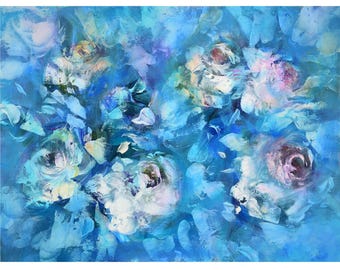 Abstraktes Ölgemälde: Impasto Blumenkunst auf Leinwand