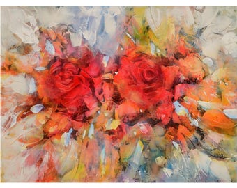 Floral Ölgemälde: Strukturierte Impasto Blumen Kunst auf Leinwand