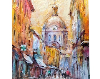 Mantova Mantua Ölgemälde. Italien Malerei. Original handgemaltes Kunstwerk.