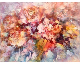 Abstraktes Ölgemälde: Impasto Blumenkunst auf Leinwand