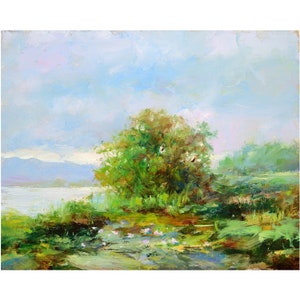 Landscape Painting. Village Landscape. Oil Painting. Original Hand Painted Artwork.