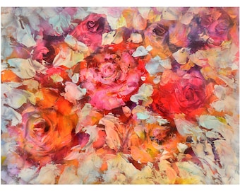 Florales Impasto Ölgemälde: Strukturierte Blumen Kunst auf Leinwand