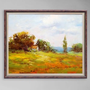 Landscape Painting. Village Landscape. Oil Painting. Original Hand Painted Artwork.