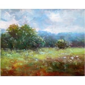 Original Oil Landscape Painting: Summer Field Art, 8x10&quot;