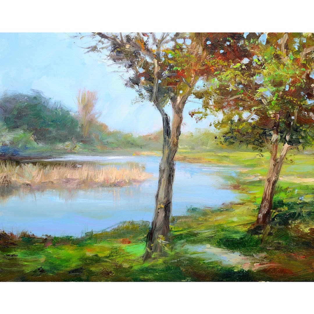 Landscape Oil Painting Summer Lake , Original Handpainted Art. - Etsy