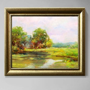 Landscape Painting. Village Landscape. Oil Painting. Original Hand Painted Artwork.