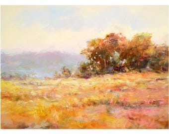 Nebligen Morgen Dorf Landschaft Ölgemälde auf Leinwand