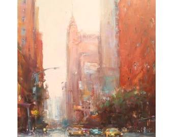 New York Gemälde Stadtbild Öl Handgemalte Kunst.